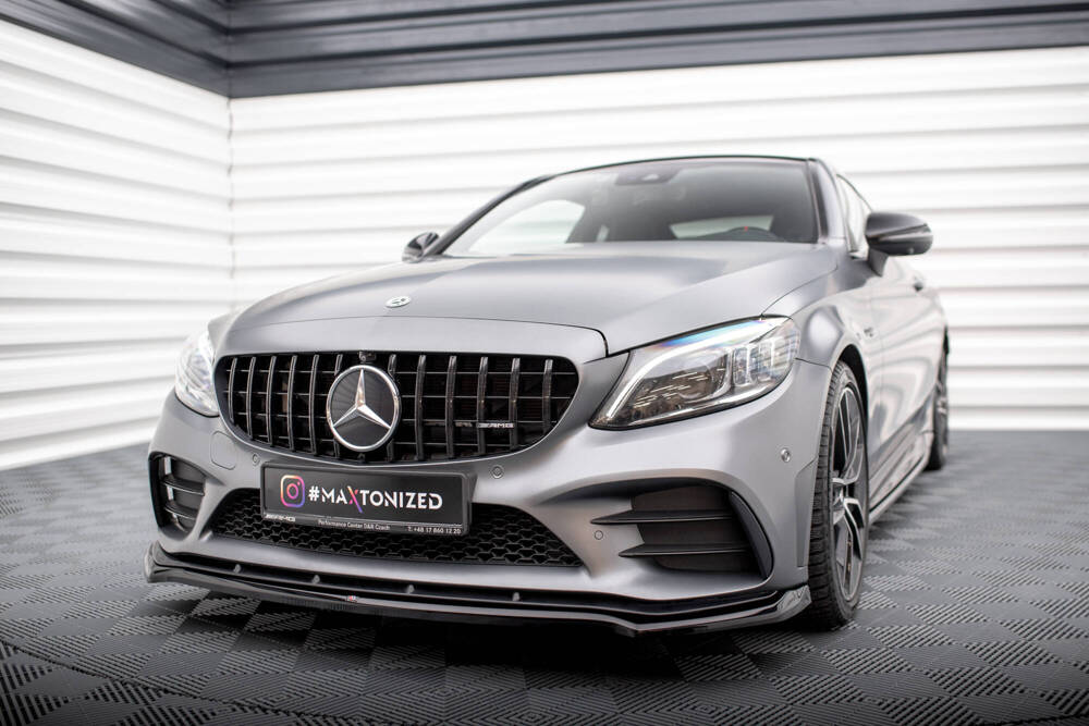 Voorspoiler V.1 Mercedes C43 W205 FL Maxton Glans Zwart