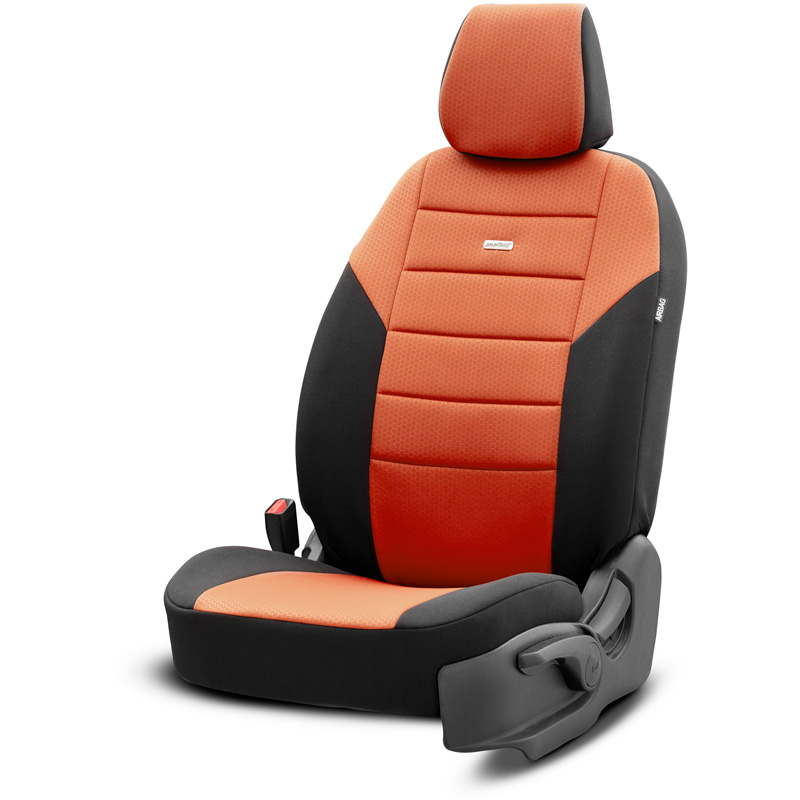 otoM Housse de sièges universel en textile 'SelectedFit One' Noir/Camel - 10-pièces - adapté aux Side-Airbags