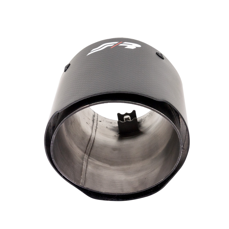 Simoni Racing Embout d'Échappement Rond/Oblique Carboné-Mattes+Inox - Ø102xL155mm - Montage 50-76mm