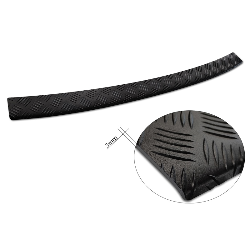 Protection de seuil arrière en aluminium noir mat sur mesure pour Volvo XC60 II 2017-2021 & FL 2021- incl. R-Design 'Riffled Plate'