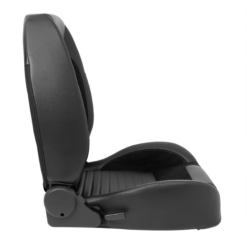 Siège baquet 'Classic II' - Simili Cuir Noir + suède + Surpiqûres gris - Dossier réglable à droite - incl. glissières