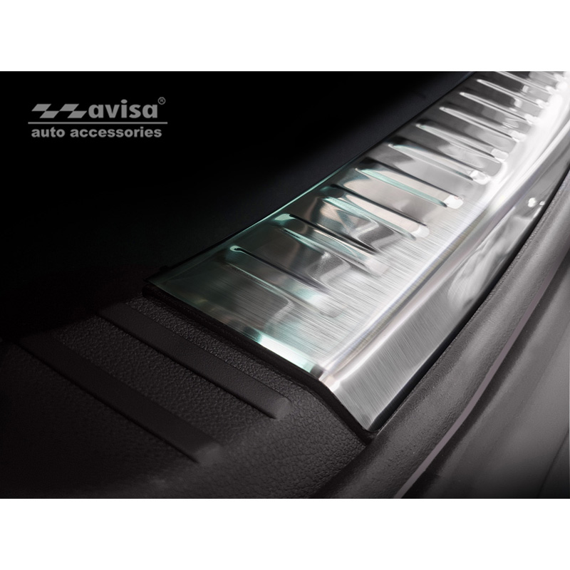 Protection de seuil arrière d'intérieur inox sur mesure pour Skoda Kodiaq 2017-2021 & FL 2021-2024 'Ribs'