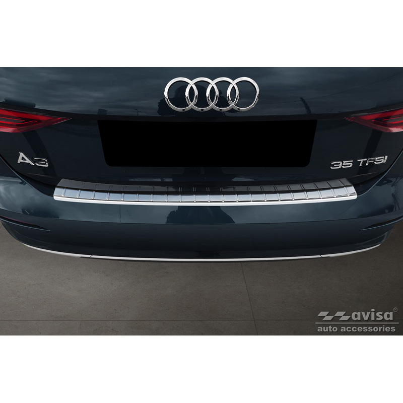 Protection de seuil arrière inox sur mesure pour Audi A3 (8Y) Sportback 2020- 'Ribs'