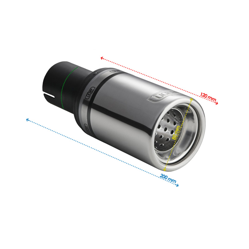 Ulter Sport Embout d'échappement - Ronde Ø80mm - Longueur 120mm - Montage ->50mm - Inoxydable
