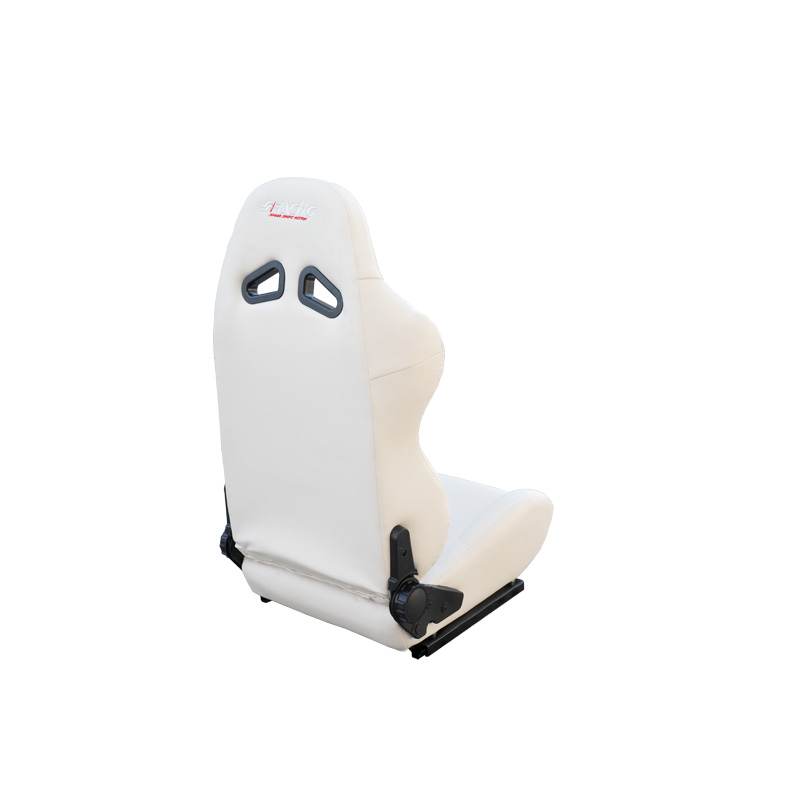 Simoni Racing Siège Baquet Tazio - Eco-Cuir Blanc - Réglable des Deux Côtés - incl. Glissières