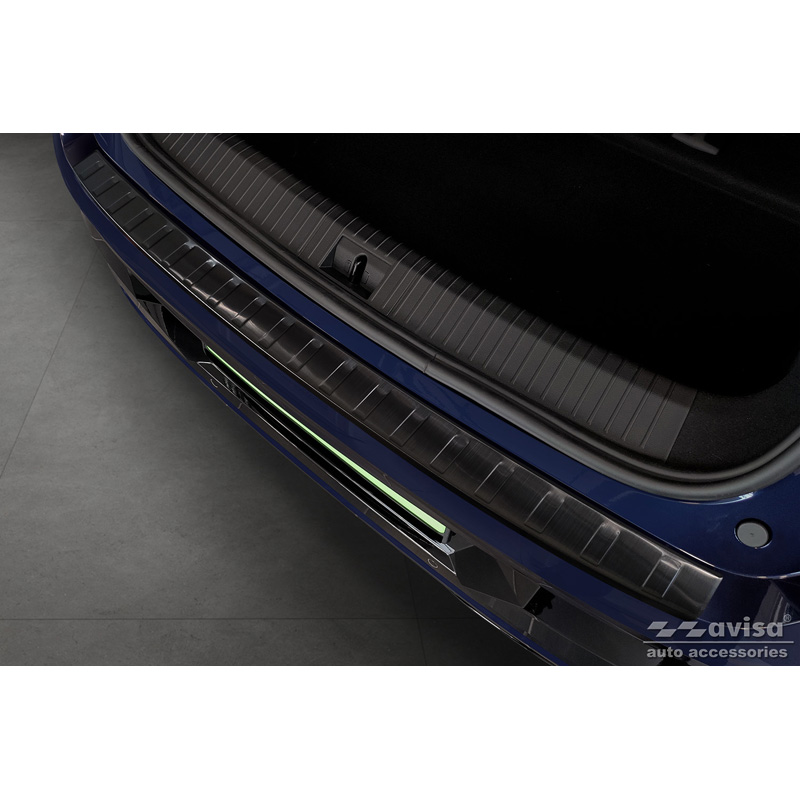 Protection de seuil arrière inox noir sur mesure pour Renault Megane E-Tech 2022- 'Ribs'