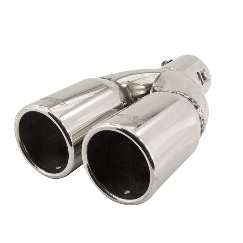 Simoni Racing Embout d'Échappement Rond Double Inox - Ø76xL230mm - Montage ->61mm