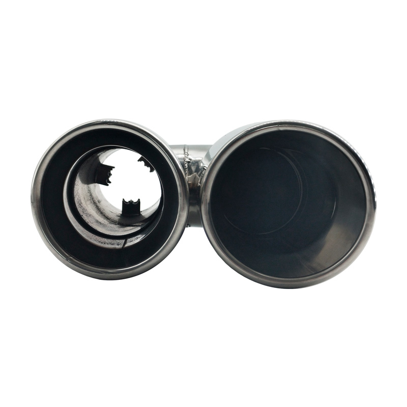 Simoni Racing Embout d'Échappement Rond Double Inox - Ø90xL220mm - Montage ->Ø37-59mm
