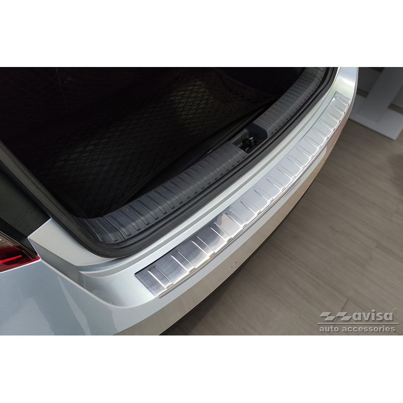 Protection de seuil arrière inox sur mesure pour Skoda Fabia IV Hatchback 2021- 'Ribs'