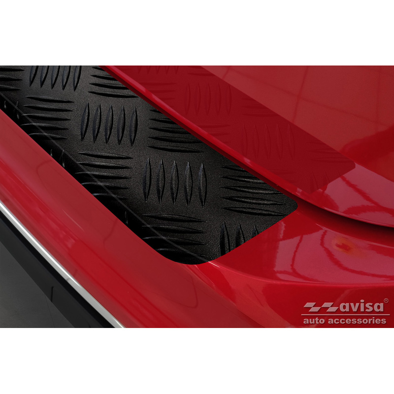 Protection de seuil arrière en aluminium noir mat sur mesure pour Volkswagen Tiguan II incl. Allspace & R-Line 2016-2020 & FL 2020-2024 'Riffled Plate'