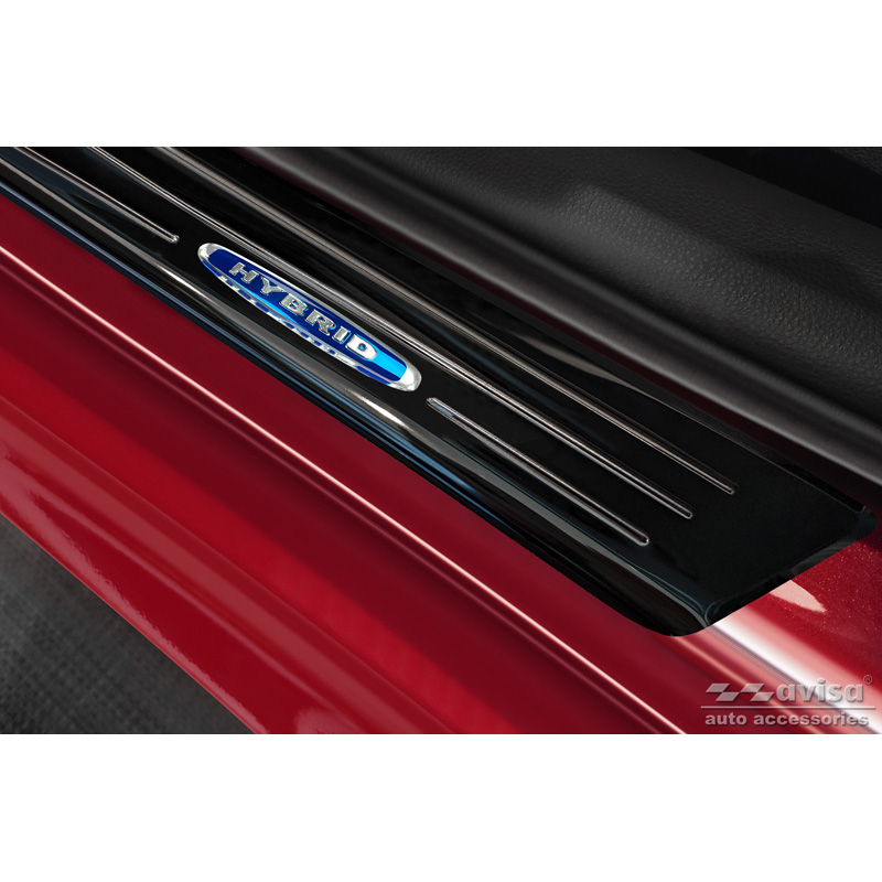 Seuils de portes inoxydable noir sur mesure pour Toyota Yaris 2020- incl. Facelift, excl. GR / Toyota Yaris Cross 2021- / Toyota C-HR II 2023- 'Hybrid' - 4-pièces