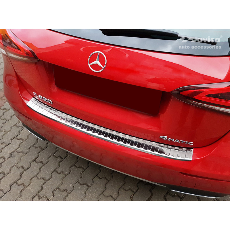 Protection de seuil arrière inox sur mesure pour Mercedes Classe-A W177 HB 2018- incl. AMG & EQ 'Ribs'