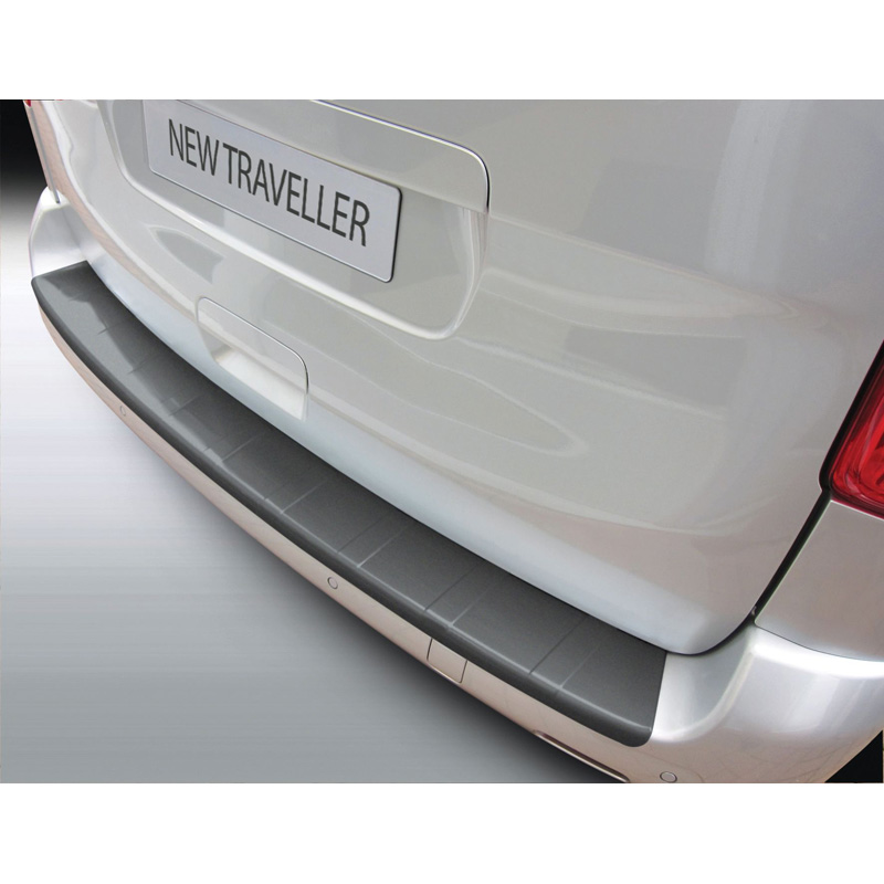 Protection de seuil arrière (ABS) sur mesure pour Citroën Jumpy (Dispatch) & Spacetourer / Peugeot Expert & Traveller / Toyota Proace 9/2016- & Opel Vivaro / Zafira Life 2019- & Fiat Scudo 2022- Noir 'Ribbed'