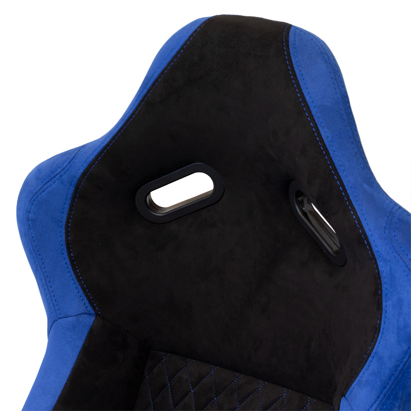 Siège baquet 'LV' - Noir/Bleu - Dossier fixe en polyester - incl. glissières