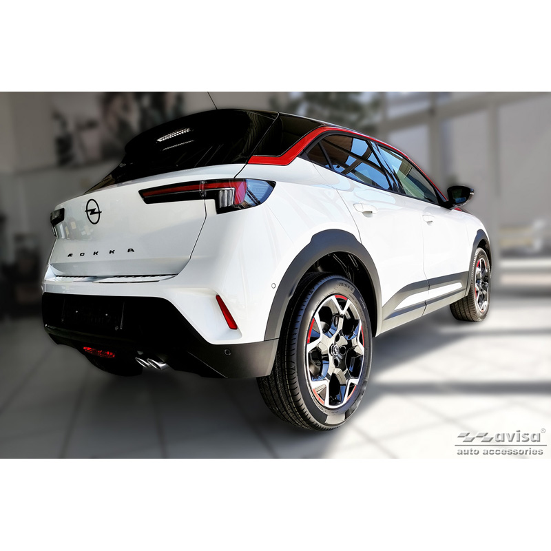 Protection de seuil arrière inox sur mesure pour Opel Mokka 2020- 'Ribs' (2-Pièces)
