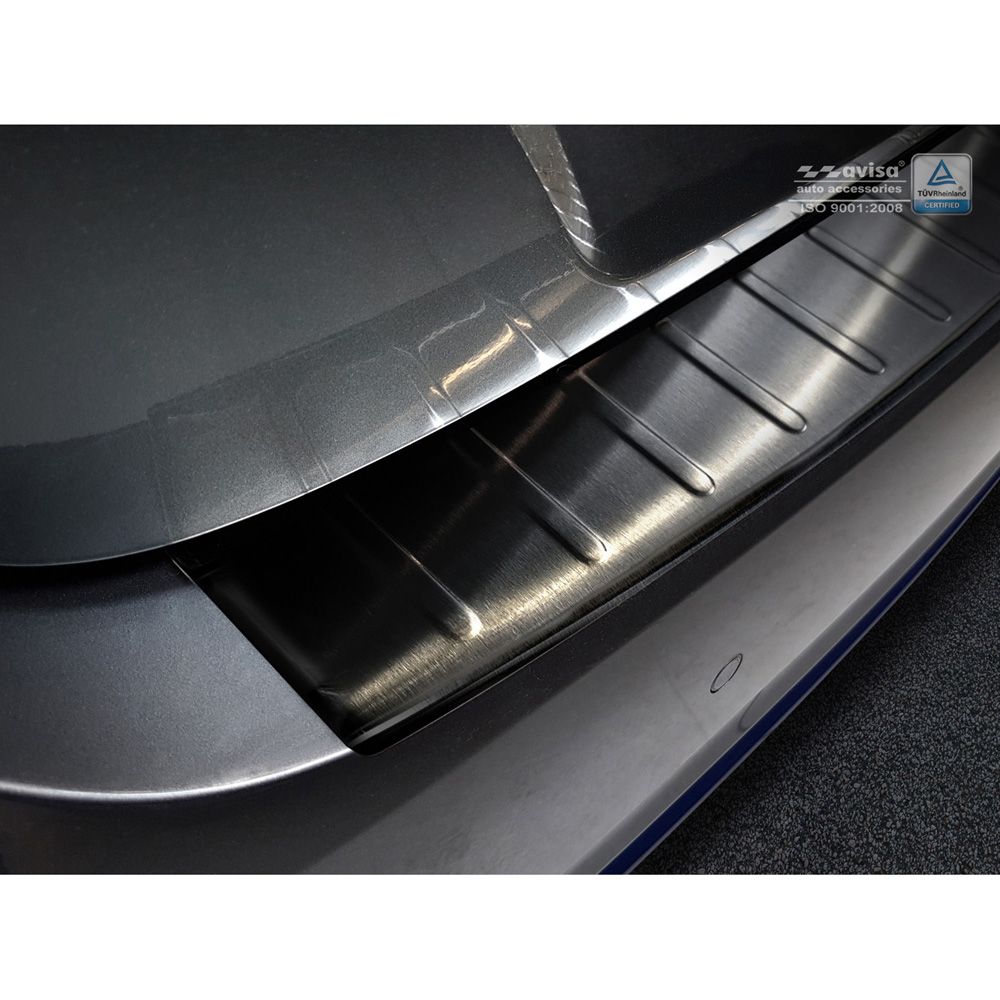 Protection de seuil arrière inox noir sur mesure pour Nissan Leaf II 2017-2021 & FL 2021- 'Ribs'