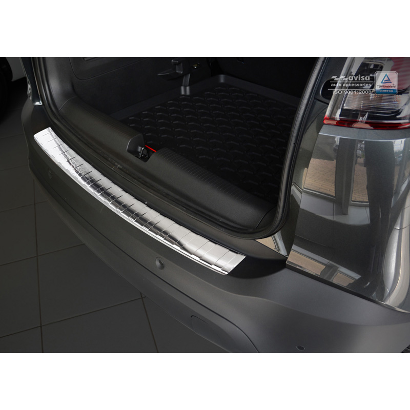 Protection de seuil arrière inox sur mesure pour Opel Crossland 2017- 'Ribs'