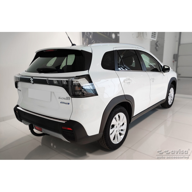 Protection de seuil arrière inox sur mesure pour Suzuki S-Cross II 2022- 'Ribs'