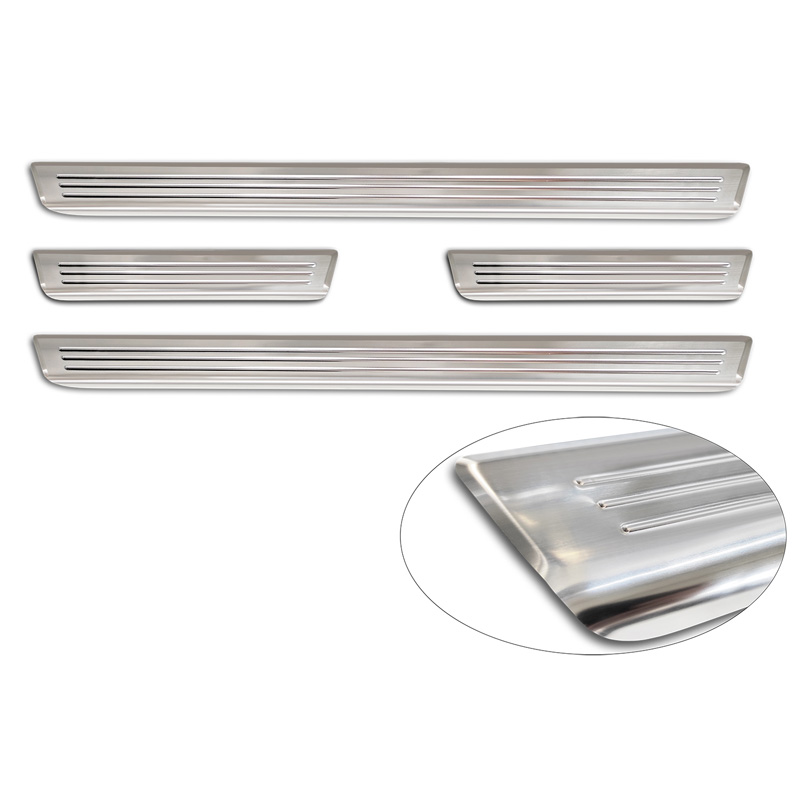 Seuils de portes inox sur mesure pour Opel Corsa F HB incl. e-Corsa 2019-2023 & FL 2023- 'Lines' - 4-pièces
