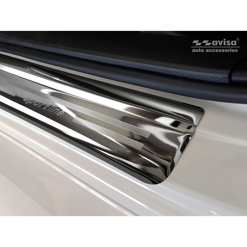Seuils de portes inox noir luisant sur mesure pour Honda Civic X HB 5-portes 2017-2022 'Sportline' - 4-pièces