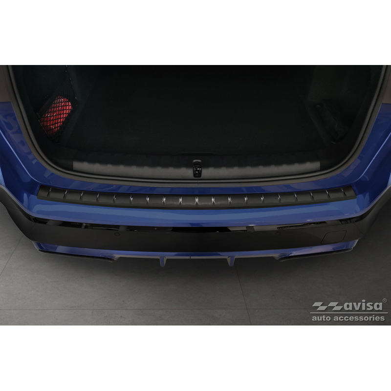 Protection de seuil arrière inox noir sur mesure pour BMW X1 U11 M-Sport 2022- 'Ribs'