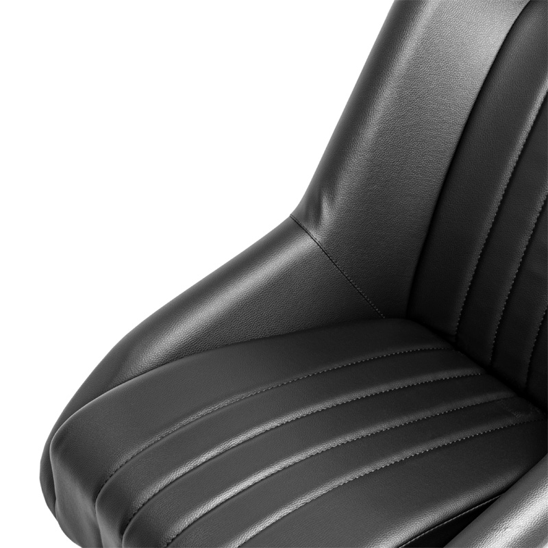 Siège baquet 'Classic' - Simili Cuir Noir - Dossier fixe + Appuie-tête - incl. glissières