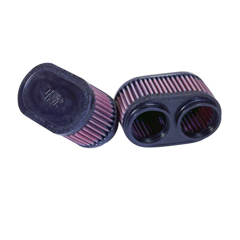 K&N Filtre à Air Universel Ovale 60mm raccordement double, 159mm x 95mm, 76mm hauteur (2 pièces) (RU-2922)
