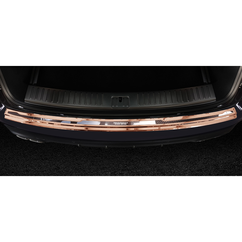 Protection de seuil arrière inox 'Deluxe' sur mesure pour Porsche Cayenne III 2017- 'Performance' Cuivre Brossé/Carbone Cuivre