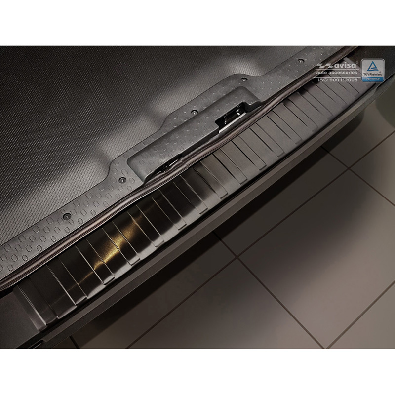 Protection de seuil arrière inox noir sur mesure pour Opel Vivaro 2014-2019 & Renault Trafic 2014-2019 & FL 2019- / Fiat Talento 2016- / Nissan NV300 2016-2019 & FL 2019-2021 'Ribs'