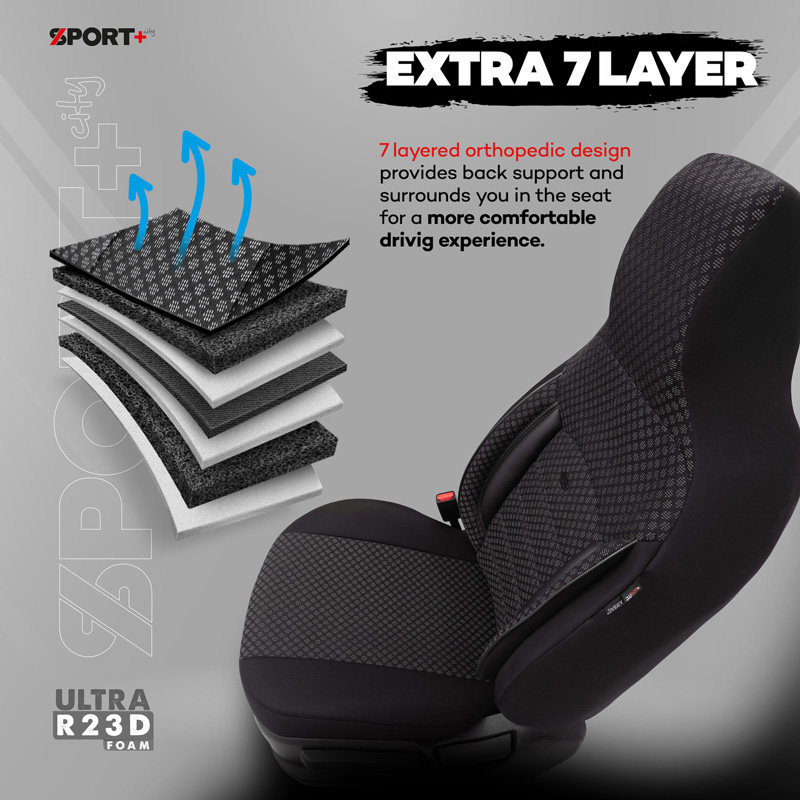 Housse de sièges 'CityBug' universel en textile 'Sport Plus' Noir - 9-pièces - adapté aux Side-Airbags