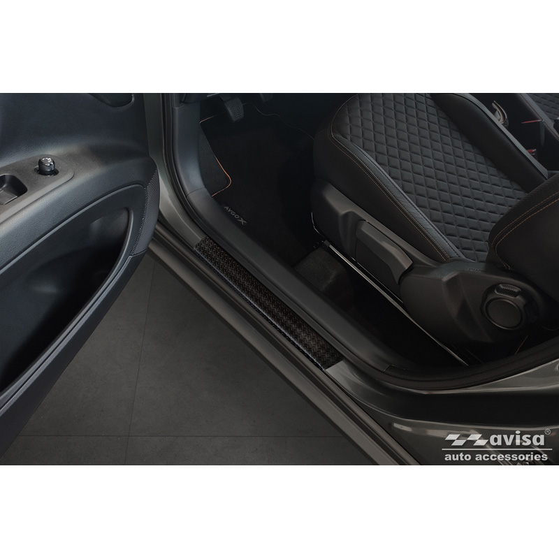 Seuils de portes aluminium 'Riffled Plate' sur mesure pour Toyota Aygo X 2022- - 4-pièces - Noir