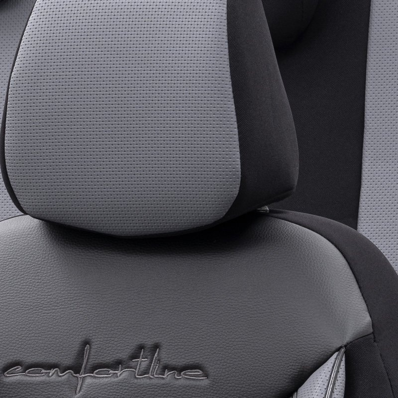 Housse de sièges universel en cuir/textile 'Comfortline' Noir/Gris - 11-pièces - adapté aux Side-Airbags