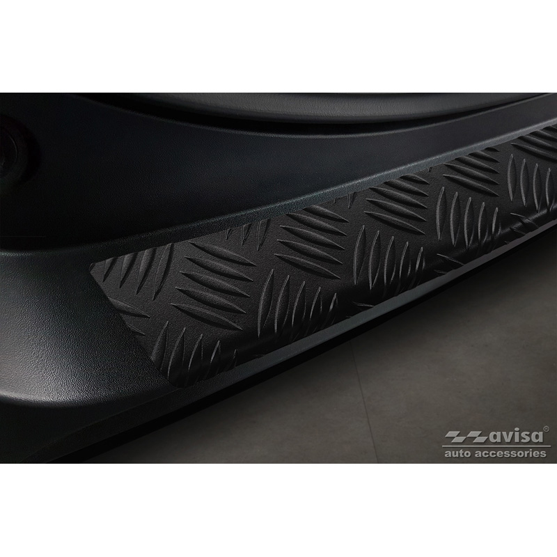Protection de seuil arrière en aluminium noir mat sur mesure pour Toyota RAV4 (5th Gen.) 2018- & Suzuki Across 2020- 'Riffled Plate'