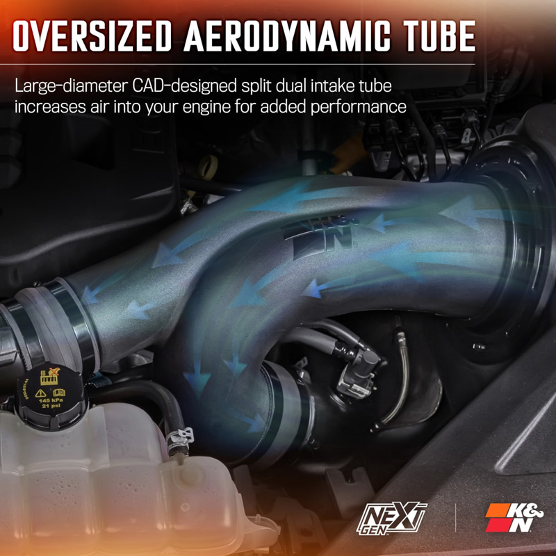 K&N NextGen d'admission d'air froid  sur mesure pour Ford F150 & F150 Raptor 3.5L V6 2017-2020 (50-2609)