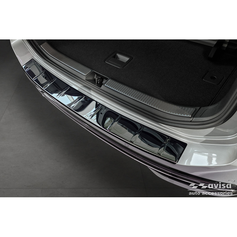 Protection de seuil arrière inox Noir-Chromé sur mesure pour Volkswagen Passat Variant (CJ5) 2023- 'Ribs'