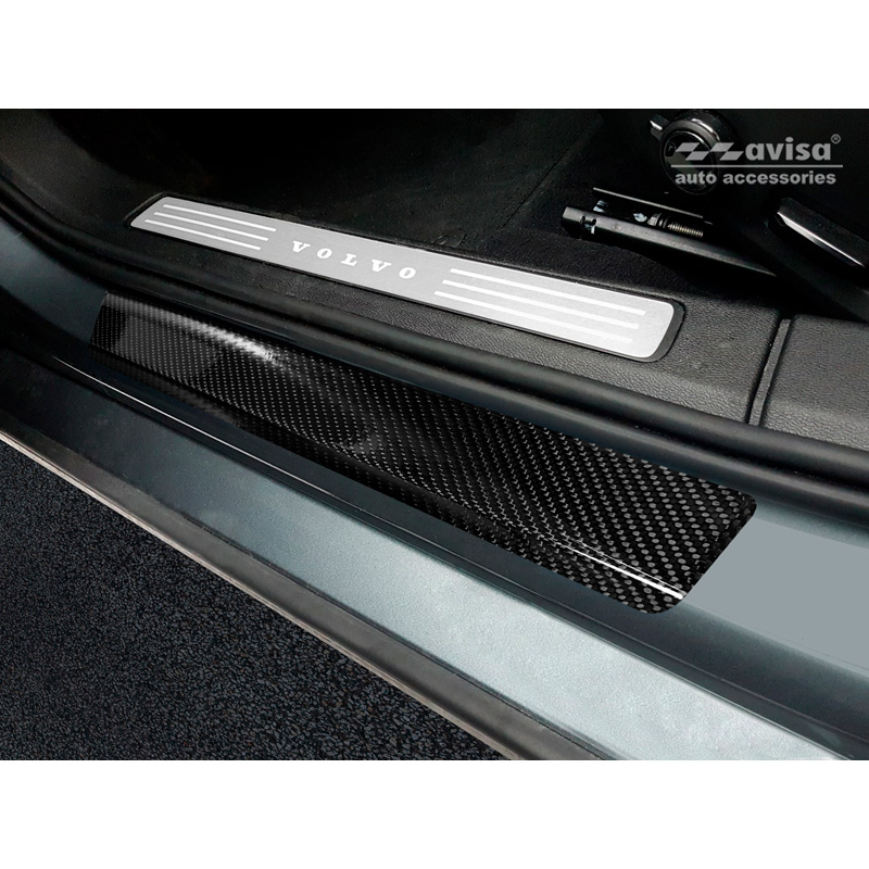 Seuils de portes carboné 3D noir sur mesure pour Volvo S60 III & V60 II 2018- 4-pièces