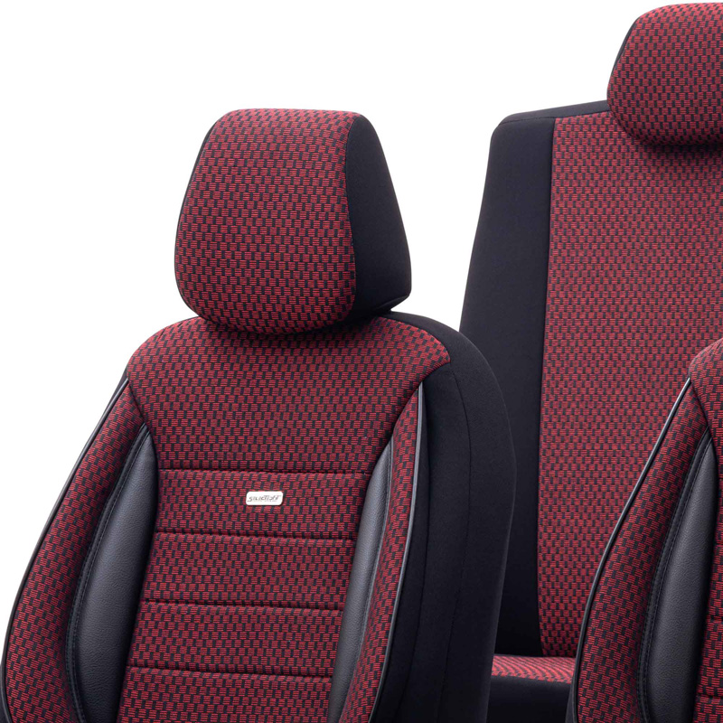 Housse de sièges universel en textile 'SelectedFit Sports' Noir/Rouge - 11-pièces - adapté aux Side-Airbags