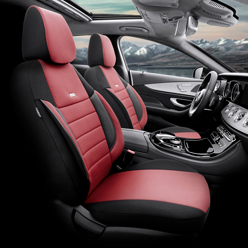 otoM Housse de sièges universel en textile 'SelectedFit Pro' Noir/Maroon - 11-pièces - adapté aux Side-Airbags