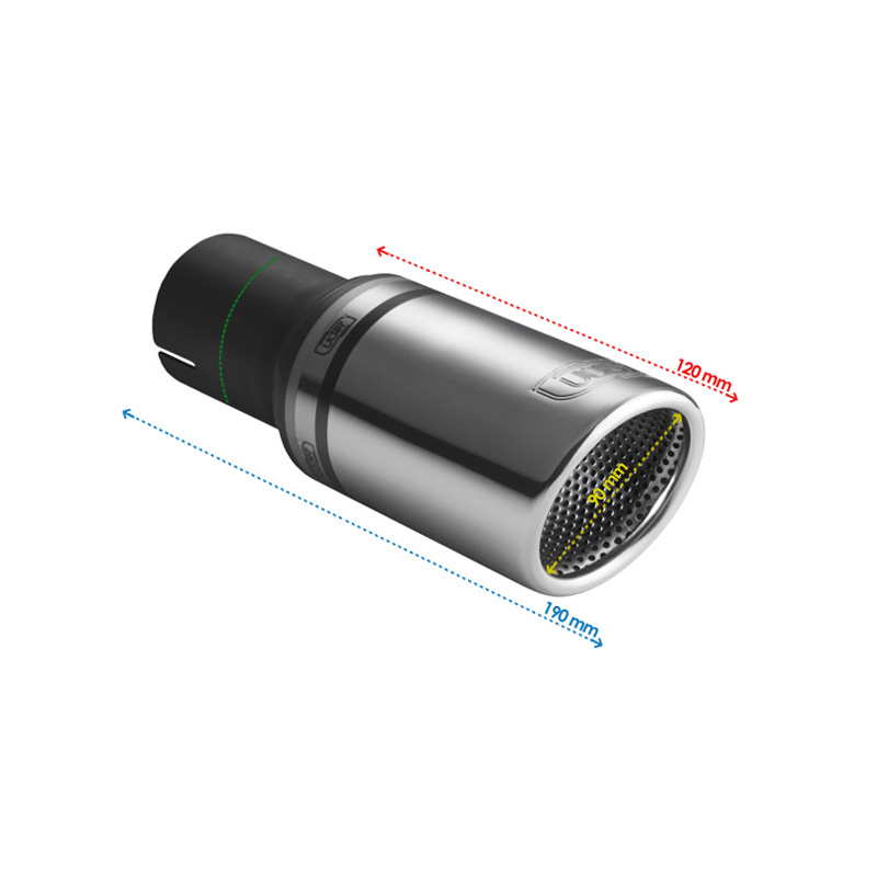 Ulter Sport Embout d'échappement - Ronde Ø90mm Incliné RS - Longueur 120mm - Montage ->50mm - Inoxydable
