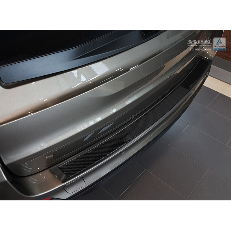 Protection de seuil arrière inox 'Deluxe' sur mesure pour BMW X5 (F15) 2013-2018 Noir/Carboné noir