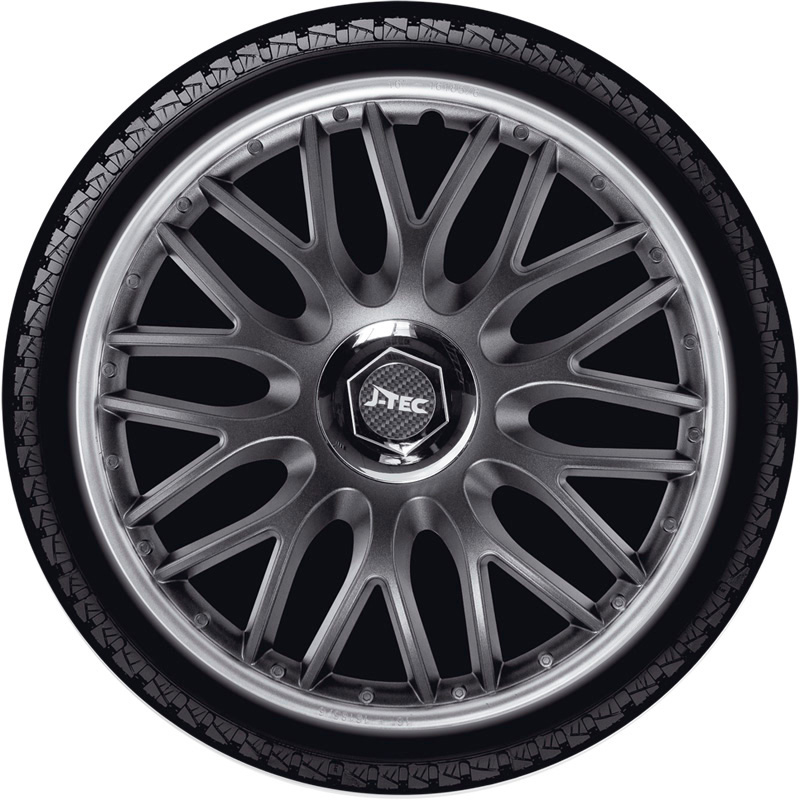 Jeu d'enjoliveurs J-Tec Orden SR 14-inch gris/argent + anneau chromé
