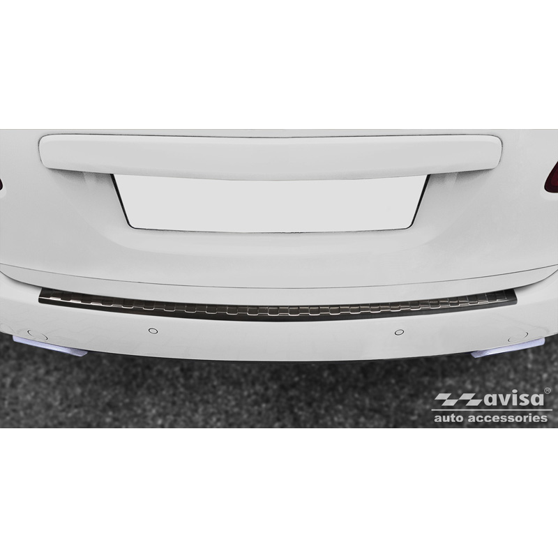 Noir Protection de seuil arrière inox sur mesure pour Porsche Cayenne II 2010-2014 & FL 2014- 'Ribs'