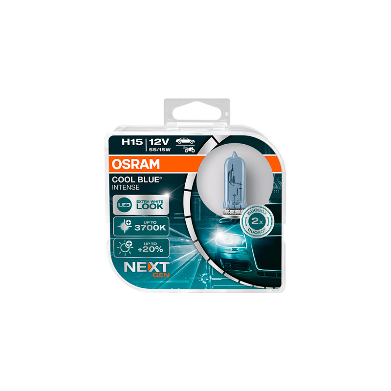 Osram Cool Blue Intense NextGen Ampoules Halogène - H15 - 12V/55-15W - set de 2 pièces