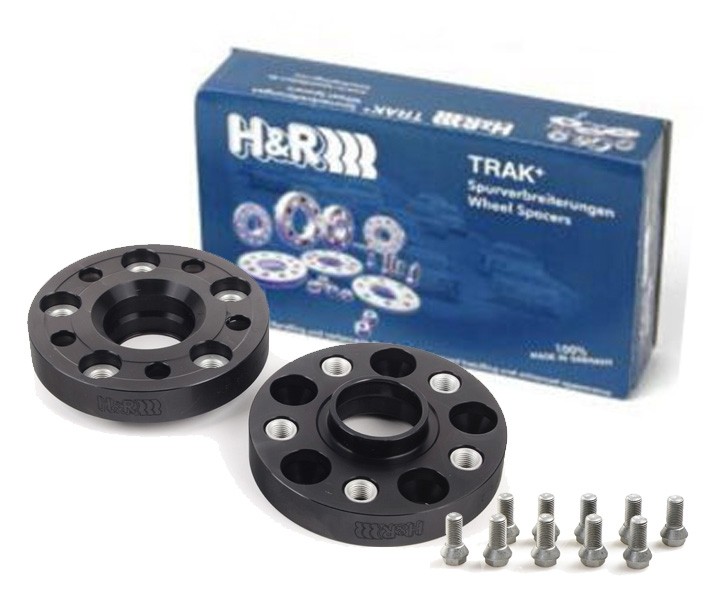 H&R Set des espaceurs de roues Système-DRA 40mm par essieu - Cartouche de boulon 5x112 - Moyeu 57,1mm - Taille de boulon M14x1,5 - sur mesure pour Audi/Seat/Skoda/Volkswagen - Noir