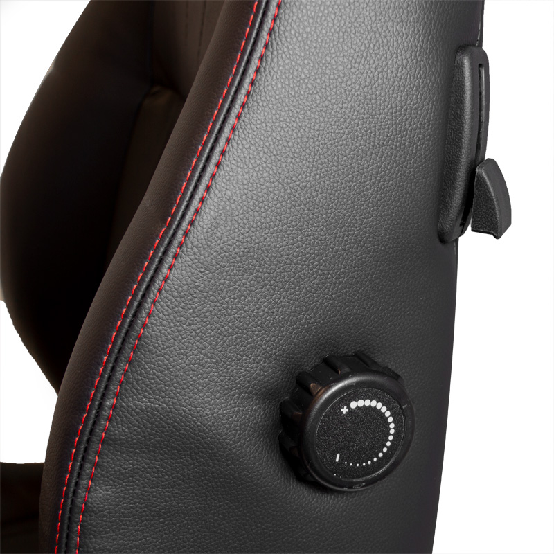Siège baquet 'Retro' - Simili Cuir Noir + Surpiqûres rouge - Dossier réglable - incl. glissières