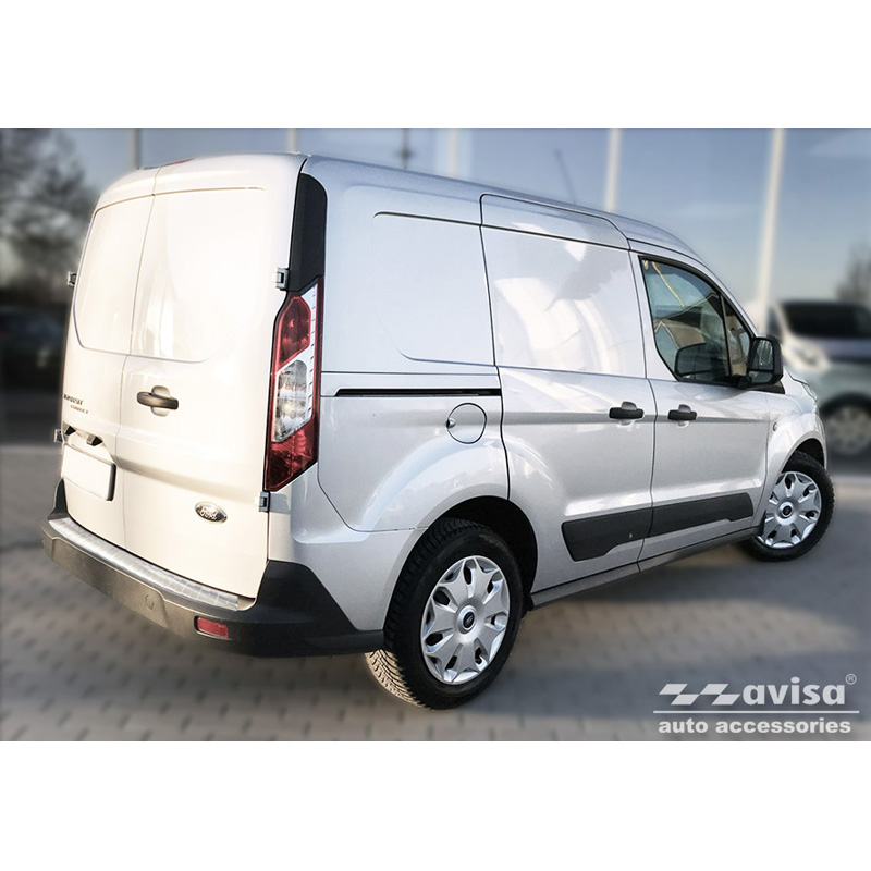 Protection de seuil arrière inox sur mesure pour Ford Tourneo Connect II/Transit Connect II 2014-2017 & FL 2017-2022 'Ribs'