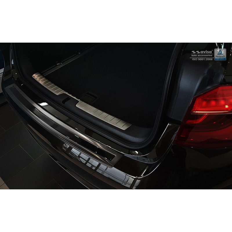 Protection de seuil arrière inox 'Deluxe' sur mesure pour BMW X6 F16 2014-2019 Noir/Carboné noir excl. Paquet-M