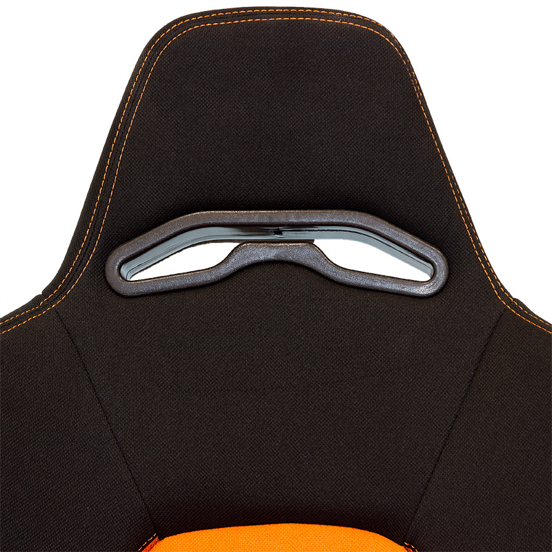 Siège baquet 'Eco' - Noir/Orange - Dossier réglable - incl. glissières