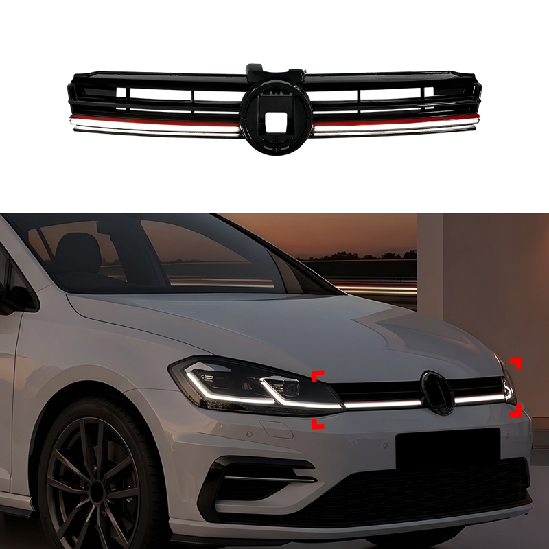 Grill en Optique-R avec Bande-LED sur mesure pour Volkswagen Golf VII (7.5) HB/Variant Facelift 2017-2020