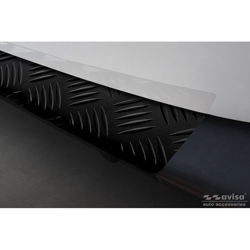 Protection de seuil arrière en aluminium noir mat sur mesure pour Mercedes Sprinter III 2018- 'Riffled plate'